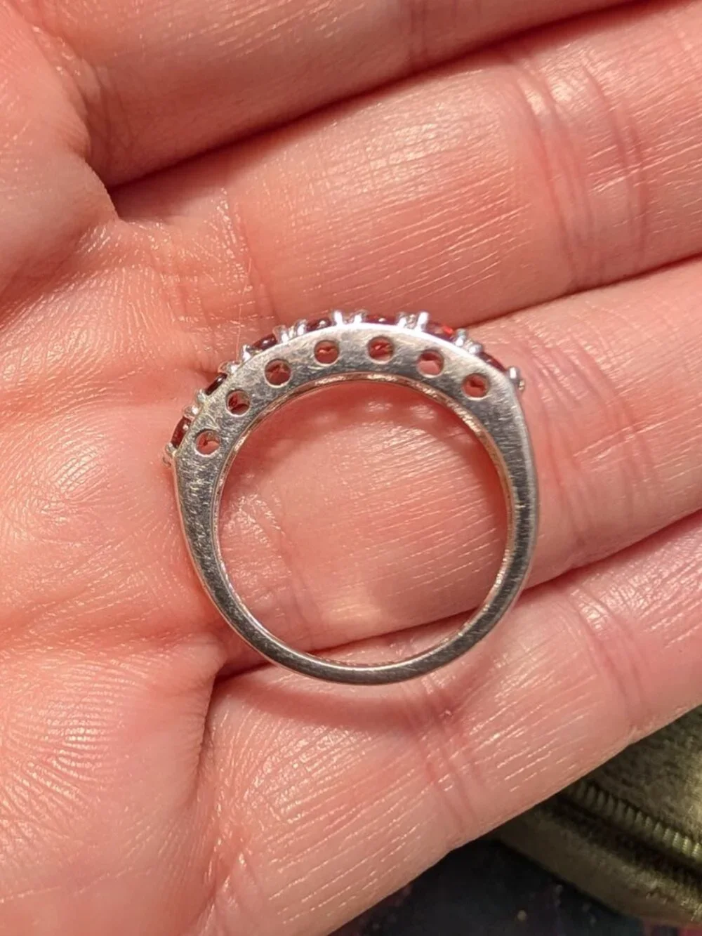 Vintage Garnet & Sterling Silver Eternity Ring, Size 6